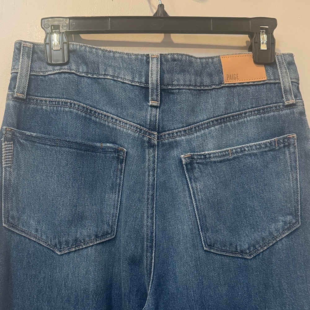 PAIGE Portia Wide-Leg Flare Jeans with Dark Blue Side Stripe - Blue - Picture 8 of 12